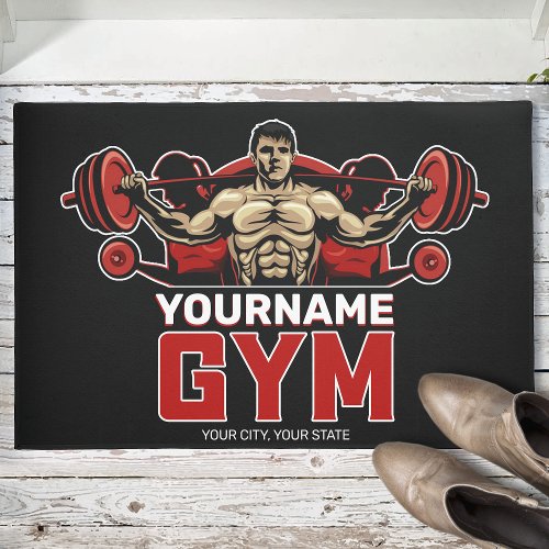 Personalized NAME Fitness Home GYM Weight Lifting Doormat