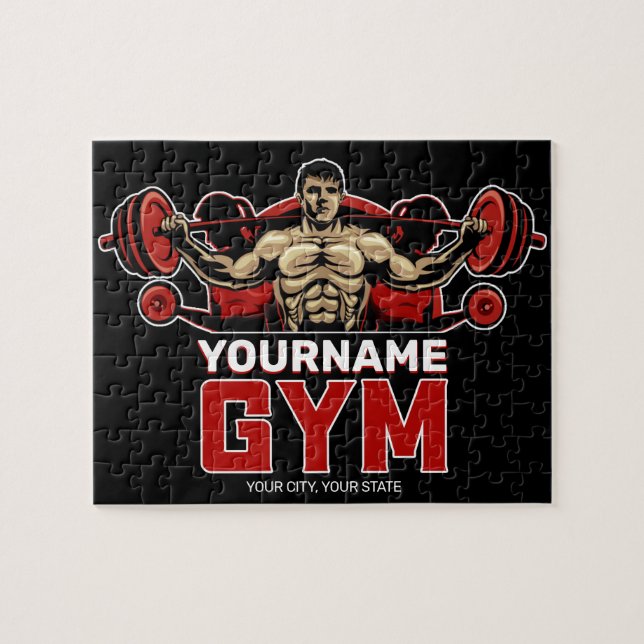 Personalized NAME Fitness Home GYM Weight Lifting  Jigsaw Puzzle (Horizontal)