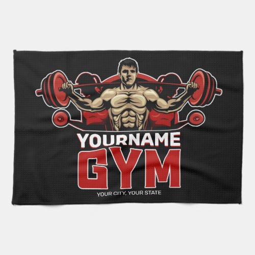 Personalized NAME Fitness Home GYM Weight Lifting  Kitchen Towel