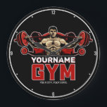 Personalized NAME Fitness Home GYM Weight Lifting Large Clock<br><div class="desc">Personalized NAME Fitness Home GYM Weight Lifting design - Customize with your Name or Custom Text!</div>