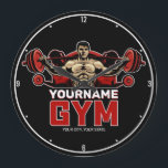 Personalized NAME Fitness Home GYM Weight Lifting Large Clock<br><div class="desc">Personalized NAME Fitness Home GYM Weight Lifting design - Customize with your Name or Custom Text!</div>