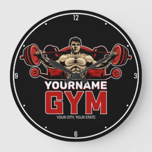 Personalized NAME Fitness Home GYM Weight Lifting  Large Clock