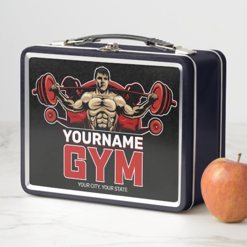 Personalized NAME Fitness Home GYM Weight Lifting  Metal Lunch Box