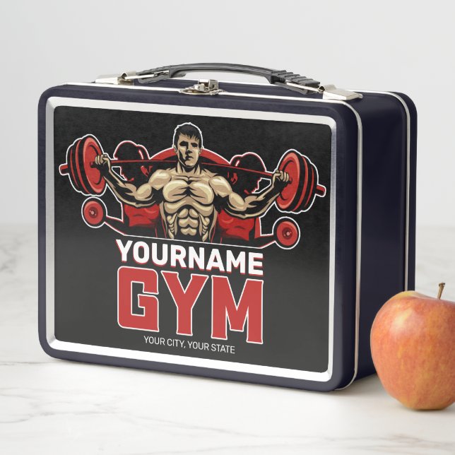 Personalized NAME Fitness Home GYM Weight Lifting  Metal Lunch Box (In Situ)