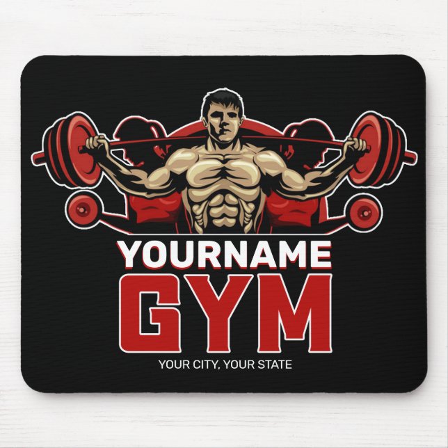 Personalized NAME Fitness Home GYM Weight Lifting  Mouse Pad (Front)