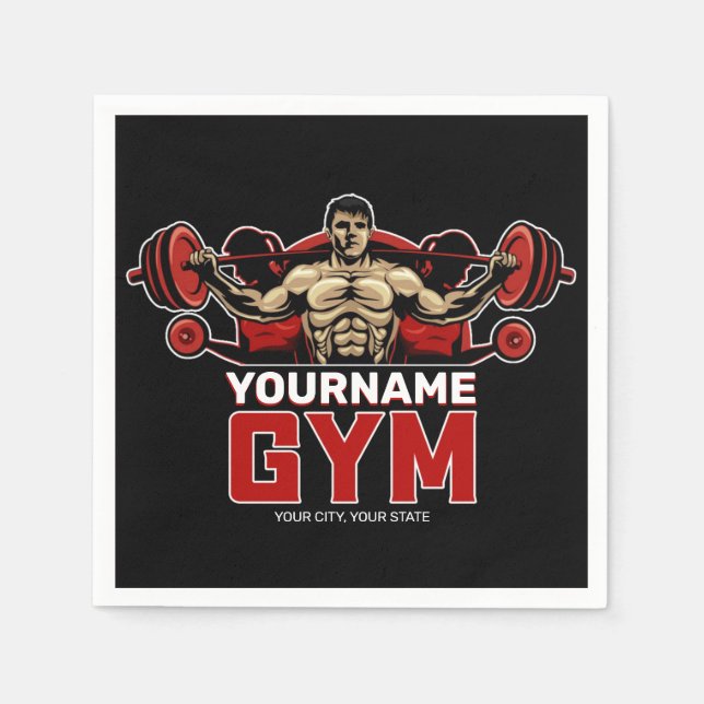 Personalized NAME Fitness Home GYM Weight Lifting  Napkins (Front)