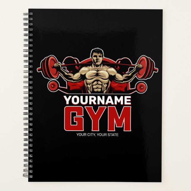Personalized NAME Fitness Home GYM Weight Lifting  Planner (Front)