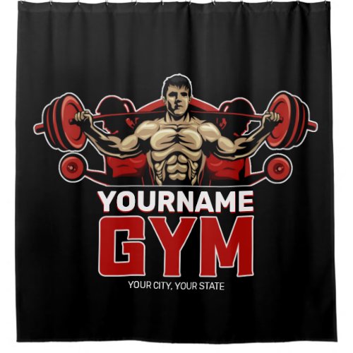Personalized NAME Fitness Home GYM Weight Lifting Shower Curtain