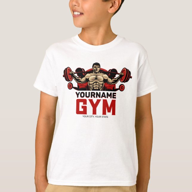 Personalized NAME Fitness Home GYM Weight Lifting  T-Shirt (Front)