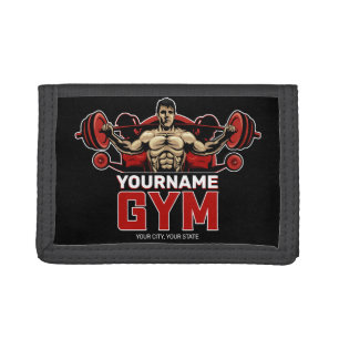 Personalized NAME Fitness Home GYM Weight Lifting  Trifold Wallet