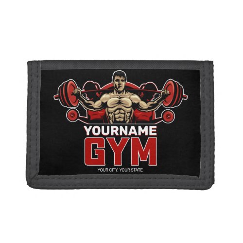 Personalized NAME Fitness Home GYM Weight Lifting  Trifold Wallet