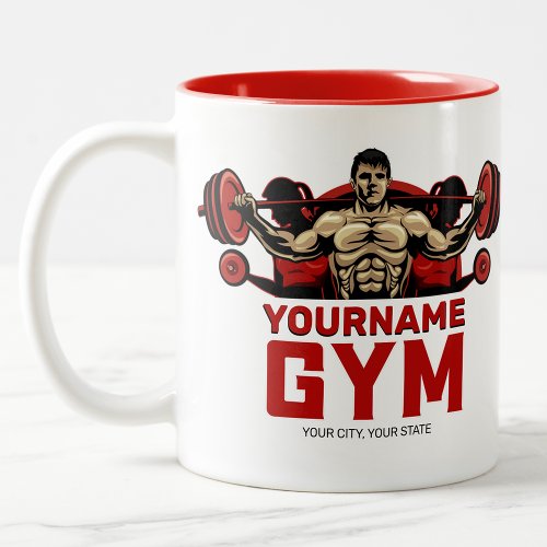 Personalized NAME Fitness Home GYM Weight Lifting  Two_Tone Coffee Mug