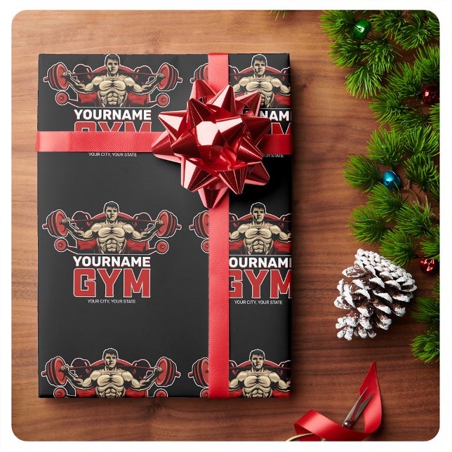 Personalized NAME Fitness Home GYM Weight Lifting  Wrapping Paper (Creator Uploaded)