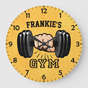 Personalized NAME Fitness Trainer GYM Custom Large Clock