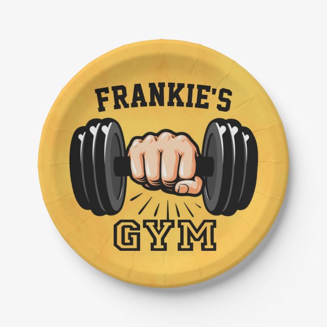 Personalized NAME Fitness Trainer GYM Custom Paper Plates (Front)