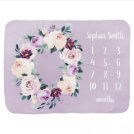 Personalized Name Floral Baby Girl Month Milestone Baby Blanket Personalized Name Floral Baby Girl Month Milestone Baby Blanket