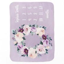 Personalized Name Floral Baby Girl Month Milestone