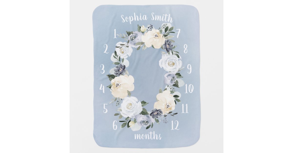 Download Personalized Name Floral Baby Girl Month Milestone Baby ...