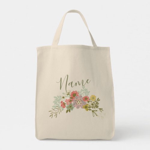 Personalized Name Floral Garden Ladies Womens Tote