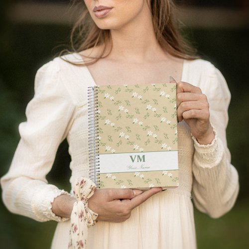 personalized name floral pattern monogram elegant notebook