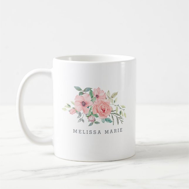 Personalized Name Floral Watercolor Mug (Left)