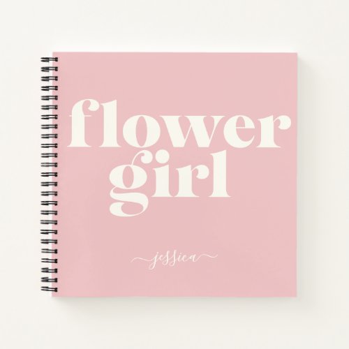 Personalized Name Flower Girl Gift Blush Pink Notebook