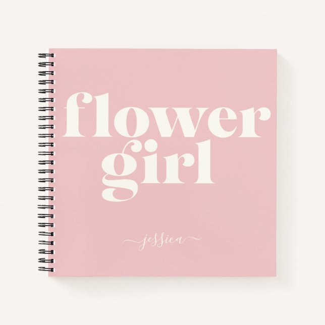 Personalized Name Flower Girl Gift Blush Pink Notebook (Front)