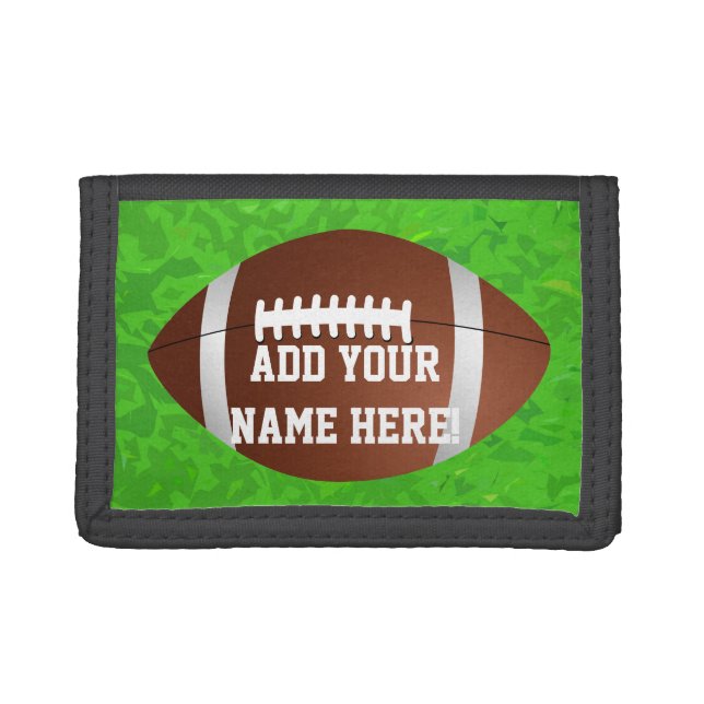 Personalized Name Football Boy's Junior Varsity Tri-fold Wallet (Front)