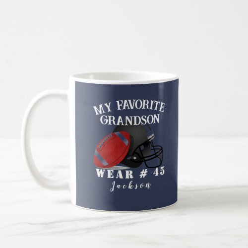 Personalized name football grandparents saying coffee mug
