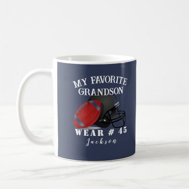 Personalized name football grandparents saying coffee mug (Left)