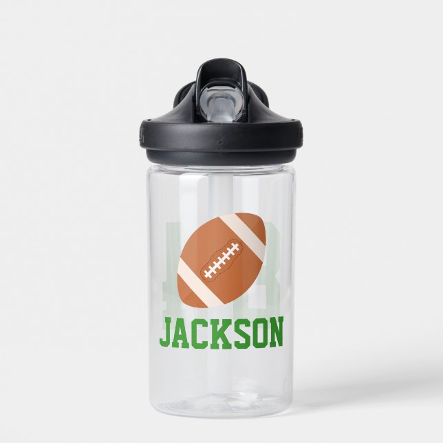 Personalized Name Football Jersey Number Water Bottle (Front)