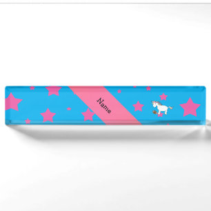 Personalized name football unicorn stars plate