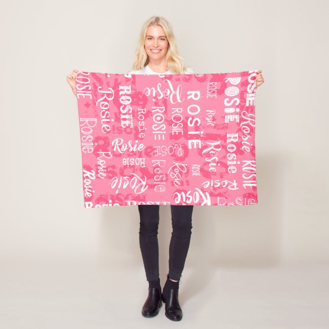 Personalized Name for Rosie Pink Fleece Blanket (In Situ)