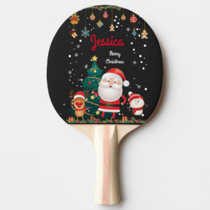 Personalized Name For Your Child, Santa Christmas Ping Pong Paddle