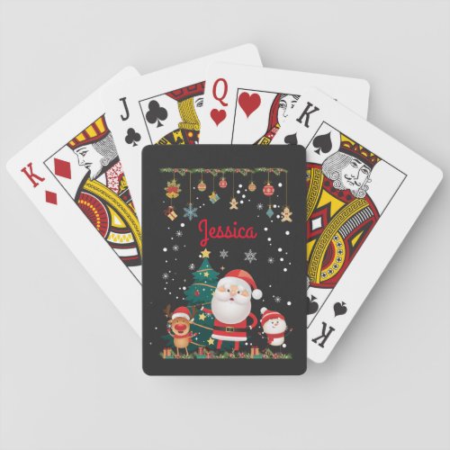 Personalized Name For Your Child Santa Christmas  Playing Cards