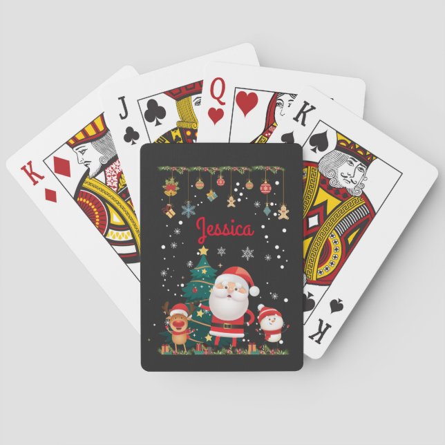 Personalized Name For Your Child, Santa Christmas  Poker Cards (Back)