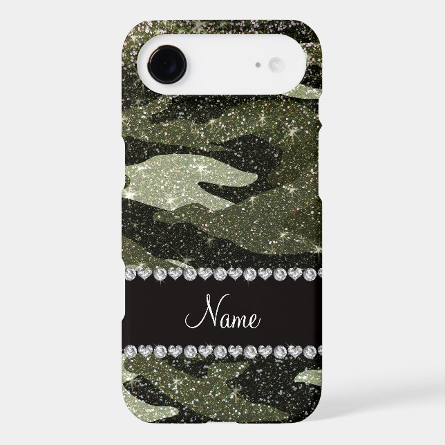 Personalized name forest green glitter camouflage Case-Mate iPhone case (Back)
