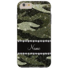 Personalized name forest green glitter camouflage