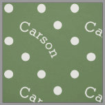 Personalized Name Forest Tree Green Polka Dot Fabric