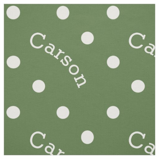 Personalized Name Forest Tree Green Polka Dot Fabric