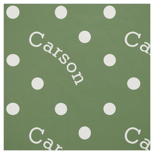 Personalized Name Forest Tree Green Polka Dot Fabric (Swatch)