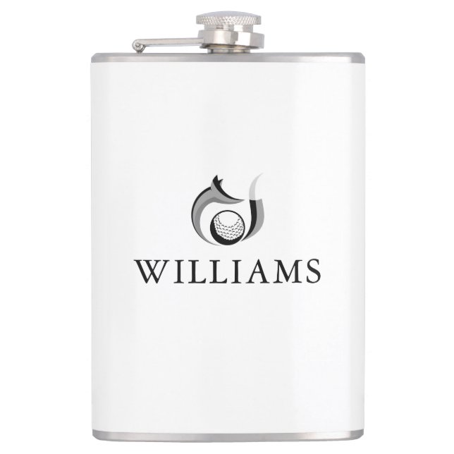 Personalized Name Fox And Golf Ball Flask (Front)