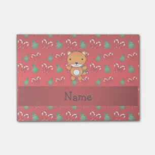 Personalized name fox red christmas bows post-it notes