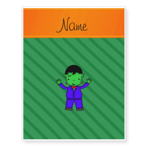 Personalized name frankenstein green stripes temporary tattoos