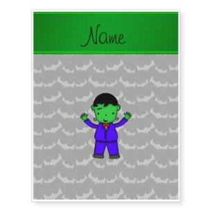 Personalized name frankenstein grey bats temporary tattoos