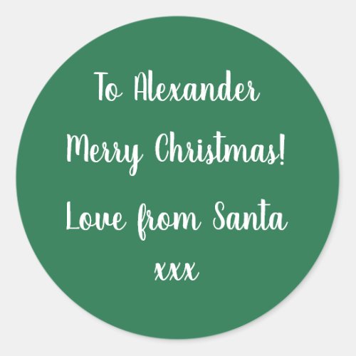 Personalized Name From Santa Green Xmas Gift Label