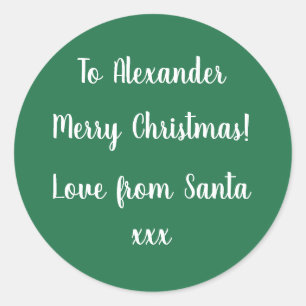 Personalized Name From Santa Green Xmas Gift Label