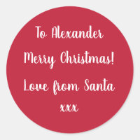 Personalized Name From Santa Red Xmas Gift Label