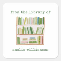 Personalized Name From The Library Green Bookplate