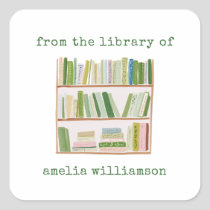 Personalized Name From The Library Green Bookplate